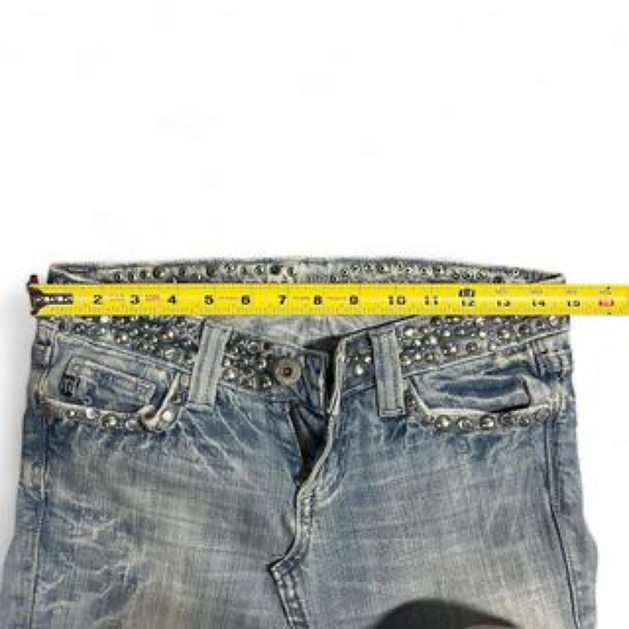 Reworked Miss Me Y2K Studded Denim Maxi Skirt Navy/Blue Size 26 - Picture 4 of 8